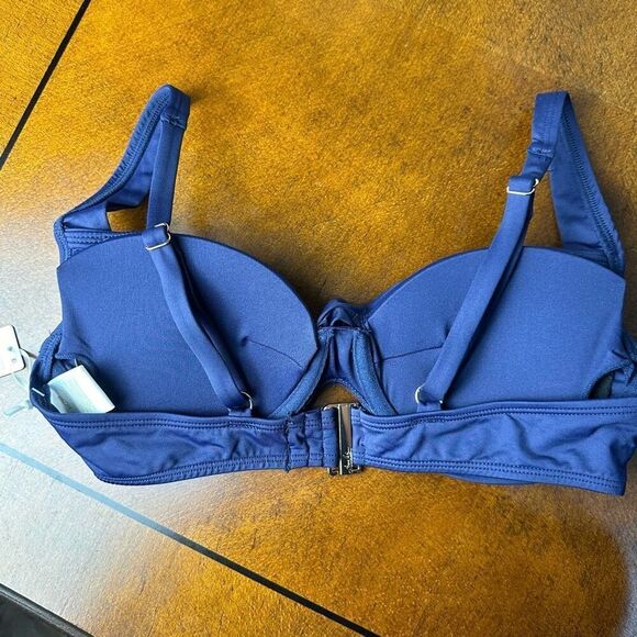 Anne Cole NWT size 34C/36B navy blue retro underwire swim bikini top - Picture 2 of 10